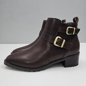 NEW Blondo Shantel Ankle Bootie Womens 9 Brown Leather Waterproof Moto Western